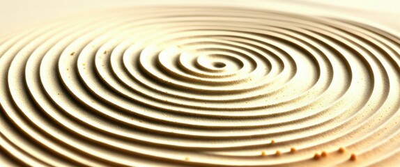 Obraz premium A close-up photograph of a circular ripple pattern on the surface of water, with concentric circles radiating outward from the center. The water is a light, creamy color, and the lighting is soft and 