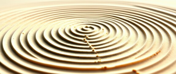 Obraz premium A close-up photograph of a circular ripple pattern on the surface of water, with concentric circles radiating outward from the center. The water is a light, creamy color, and the lighting is soft and 