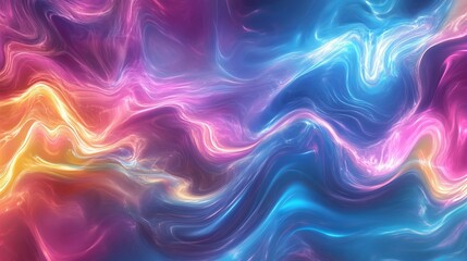 Obraz premium Abstract glowing liquid color waves in vibrant flowing motion on dark background