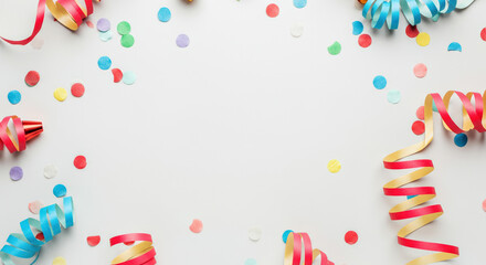 Obraz premium Festive Celebration Background with Confetti and Streamers