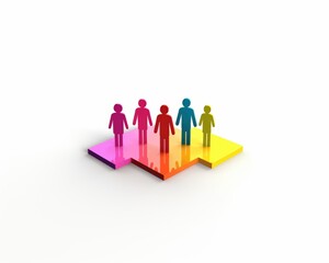 Obraz premium Colorful Graphical Representation of People on Stacked Platforms