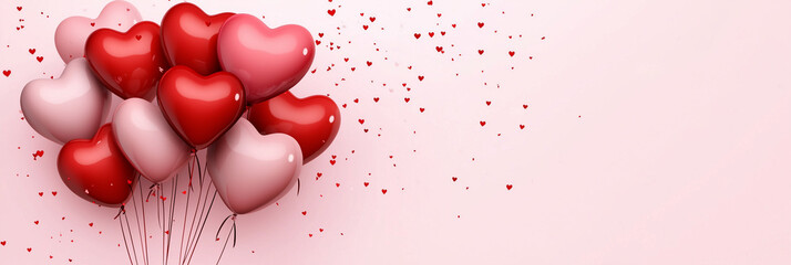 Valentine's day heart shaped balloons, valentines day sales banner with copy space