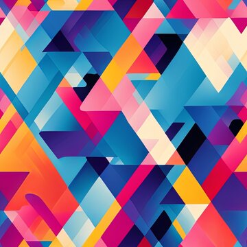 Colorful Abstract Seamless Geometric Pattern Background Texture Design Vector Print Wallpaper

