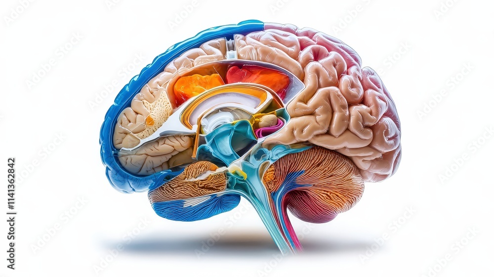 Poster cross-section of a brain highlighting different functional areas