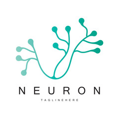 Neuron logo or brain nerve cell logo design, template icon, molecule, atom, brain cell, logo illustration template with vector concept