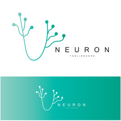 Neuron logo or brain nerve cell logo design, template icon, molecule, atom, brain cell, logo illustration template with vector concept
