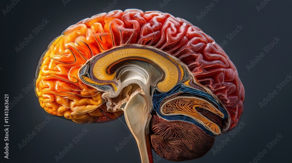 Poster cross-section of a brain highlighting different functional areas