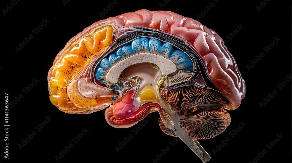 Poster cross-section of a brain highlighting different functional areas