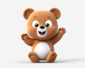 Naklejka premium Cute cartoon bear character with cheerful expression and raised paws