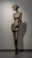 Obraz premium Pensive Woman Sculpture: A Modern Clay Figure