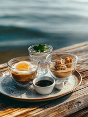 cup of coffee and bread, magazine style photo-like, 8k high resolution, natural house, yellow white tone, chill lifestyle, comfortable and neat, wooden and ocean atmosphere, close-up shot