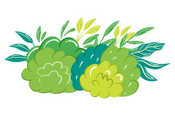 Greenery grass hand drawn clipart plant in cartoon style for journaling sticker or poster element decoration.