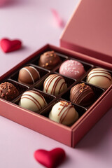 Delicious assorted chocolates in pink box, perfect for gifting