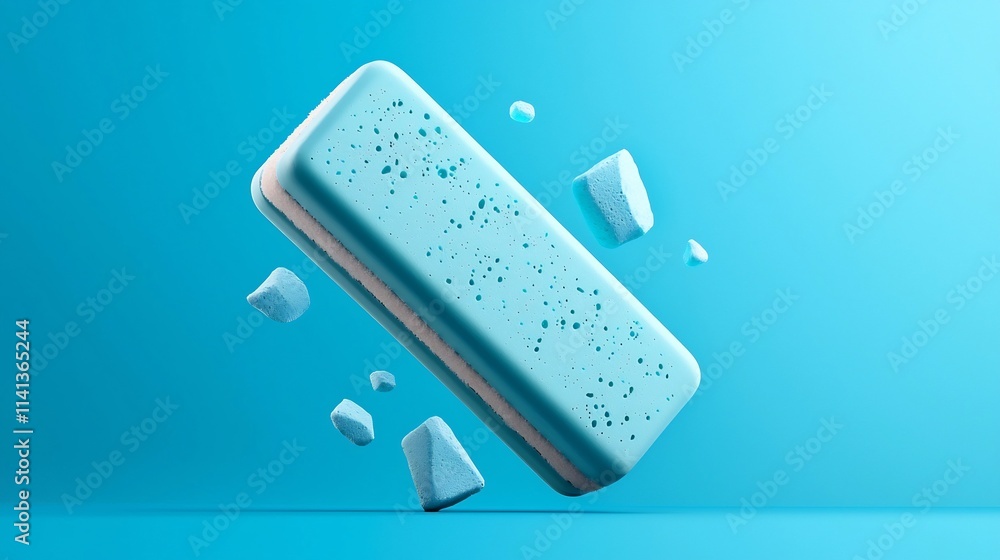 Poster captivating image of a floating rubber eraser with clean precise edges and soft ethereal blue reflec