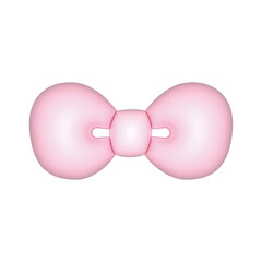  ぷっくりイラストのピンクのリボンデザインキュートなデコレーション素材、3Dオブジェクトをレンダリングしたイラストです。 セット28_02