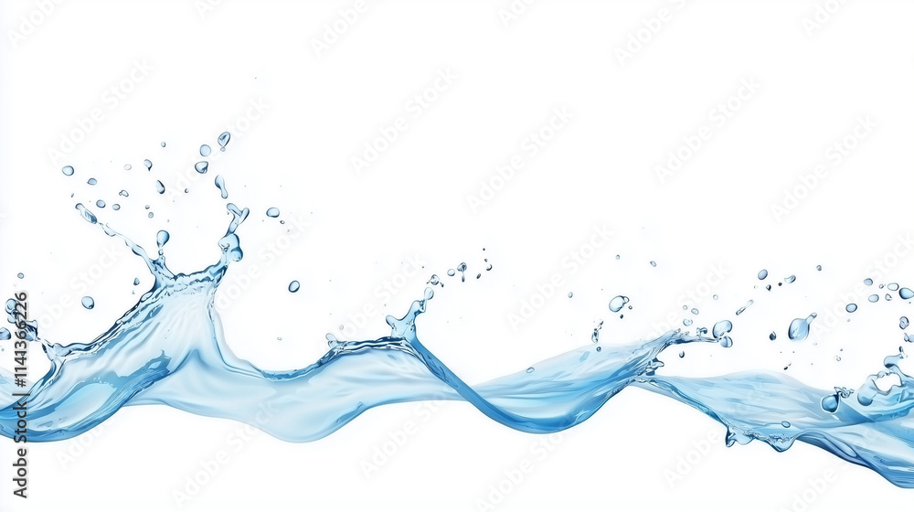 Poster aqua symphony: a captivating image of pristine blue water splashing and flowing, creating a dynamic 