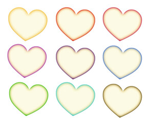 縁がふんわり色づく黄色みを帯びたハート形の素材セット