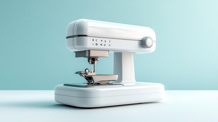 Minimalist floating stapler with modern design suspended on a clean white background  Conceptual office equipment and stationery item in a simple abstract composition