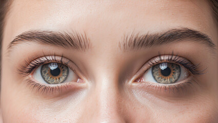 Obraz premium AI Generate Close-up of a pair of hazel eyes, with natural eyebrows