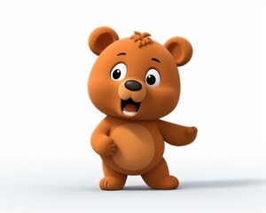 Naklejka premium Cute Cartoon Bear Character with Cheerful Expression and Design