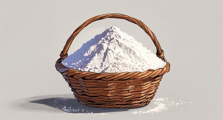 Fototapeta premium Baking Powder on basket cartoon illustration on plain white background