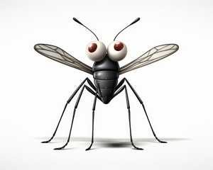 Cute Cartoon Style Illustration of a Fly with Big Eyes and Antennae