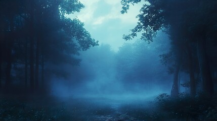 Fototapeta premium Enchanted Forest Path: A Mystical Night Landscape