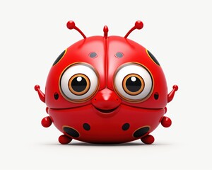 Cute cartoon ladybug character with big eyes and smiling expression