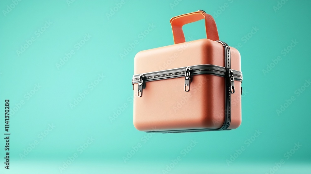 Poster a sleek floating lunchbox with a minimalist modern design suspended against a neutral background in 