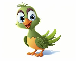 Cheerful Cartoon Bird Character with Big Eyes and Vibrant Colors