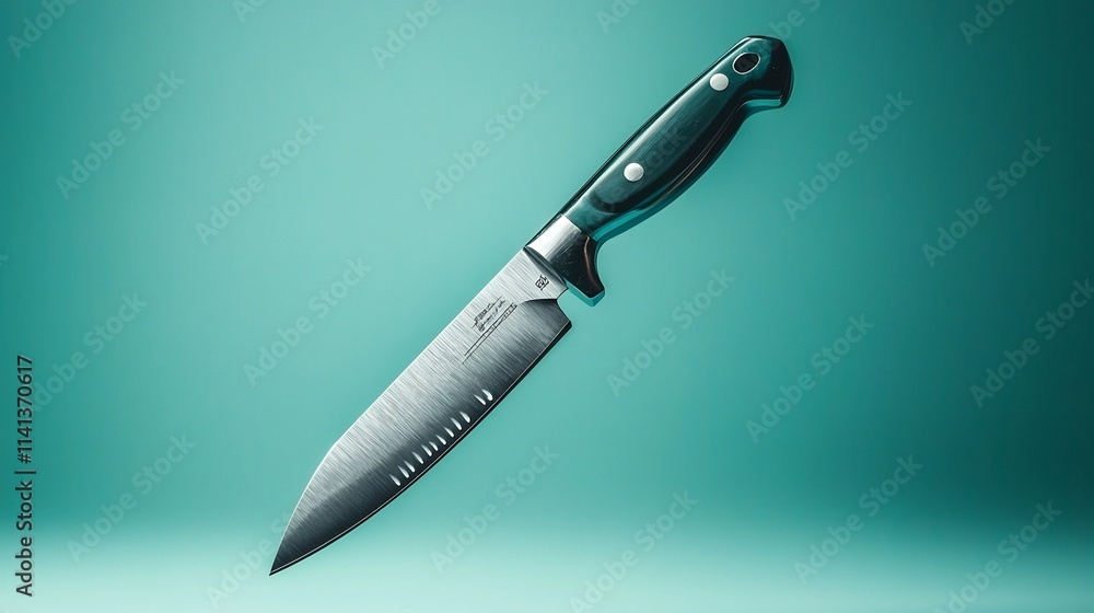 Poster floating paper cutter with a sharp clean blade isolated on a minimal white background this modern sl
