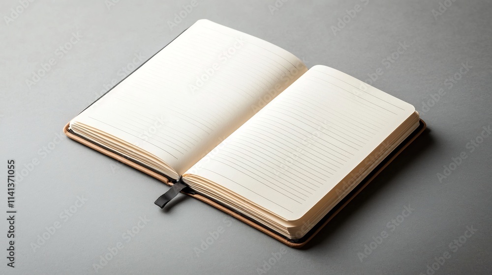 Poster floating and softly shadowed graph notebook with grid pages against a neutral background representin