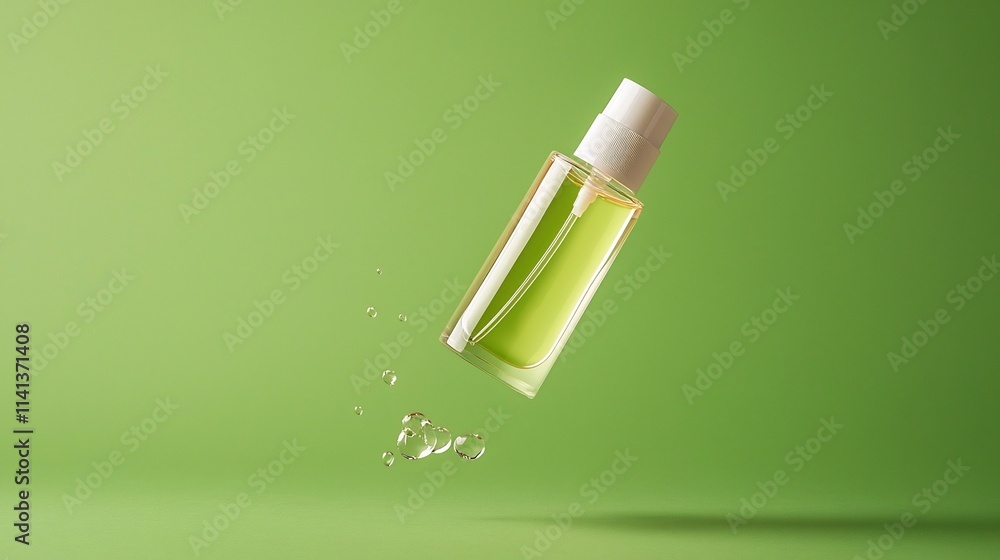 Poster floating bottle of clean minimal designed correction fluid product on a plain white background isola