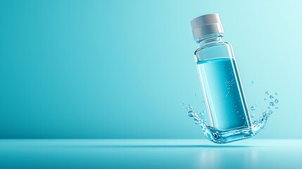 Floating bottle of clean minimal correction fluid in a simple modern studio setting  The white liquid container is suspended in midair against a plain background showcasing its sleek