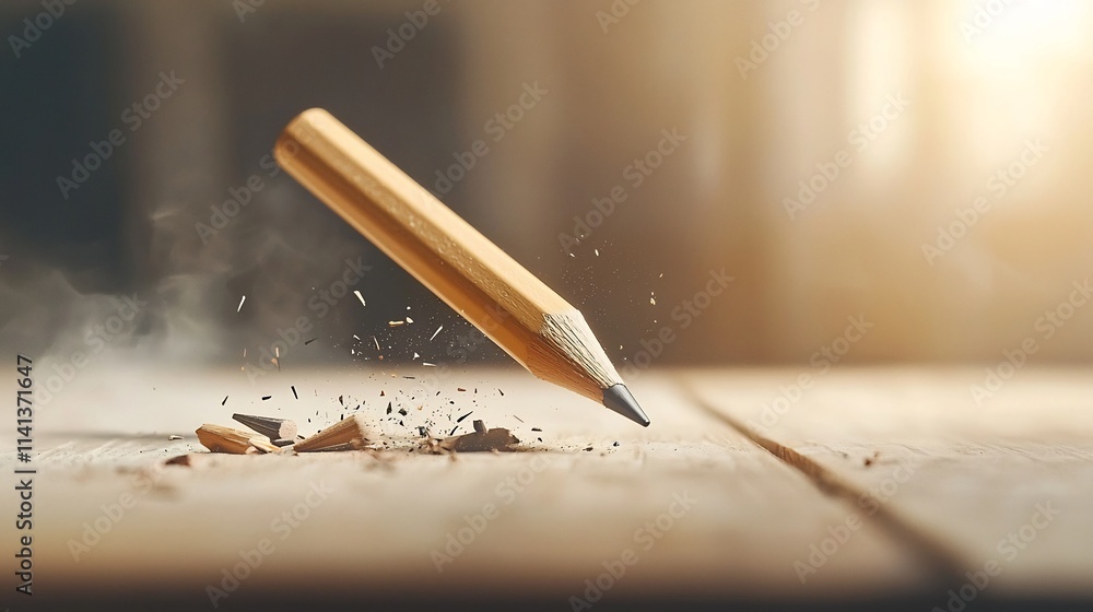 Poster floating colored pencil sharpener with dual sharpening slots softly shadowed on a neutral background