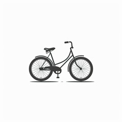 Naklejka premium Simple illustration of a classic bicycle, black silhouette on white background.