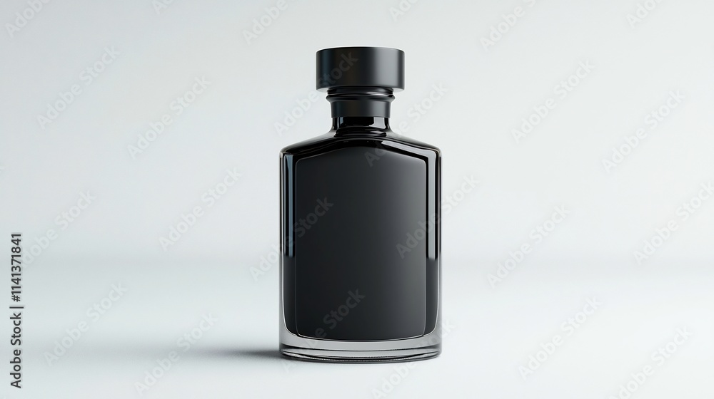 Poster a floating ink bottle for calligraphy casting subtle reflections against a clean white space creatin