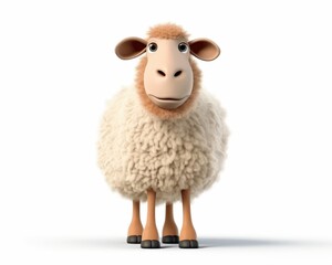 Fototapeta premium Cute cartoon sheep standing in a bright and simple background