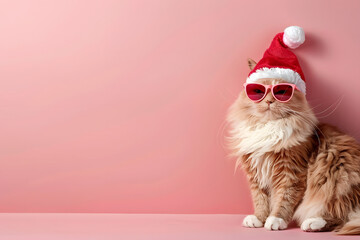 cat with santa hat christmas theme