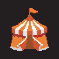 Obraz premium circus tent pixel art, vector illustration on isolated background.