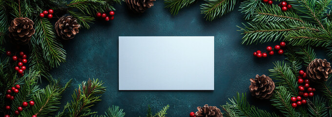 Photography of Christmas greeting card flat lay design template. New Year concept.
