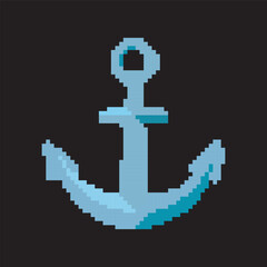Obraz premium anchor pixel art, vector illustration on isolated background.