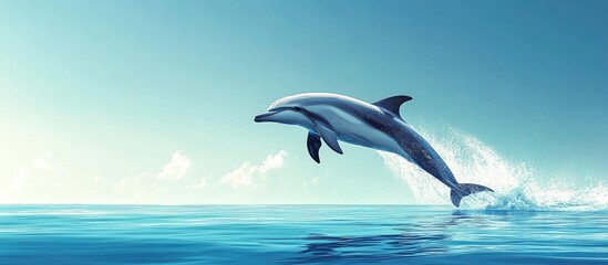 Fototapeta premium Dolphin leaping from ocean water. 