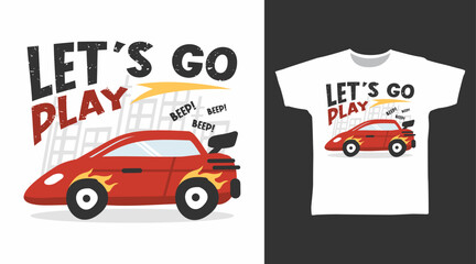 Race car hand drawn vector t-shirt design
