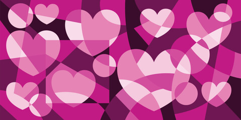 Abstract geometric love in pink color vector background