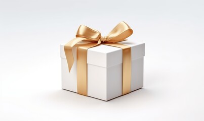 Elegant White Gift Box with Gold Ribbon for Celebrations