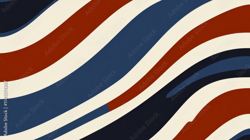 Poster abstract wavy lines in retro color palette