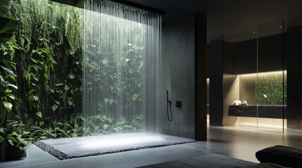 Luxurious Shower Oasis with Dreamlike Waterfall Design