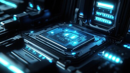 Obraz premium Futuristic Circuit Board: A Cyberpunk Digital Core