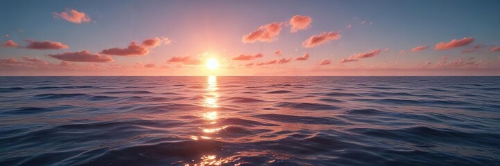 Obraz premium A tranquil body of red ocean water, illuminated by sunlight filtering from above, in the clear blue sky above, shimmering effect, red ocean, blue sky